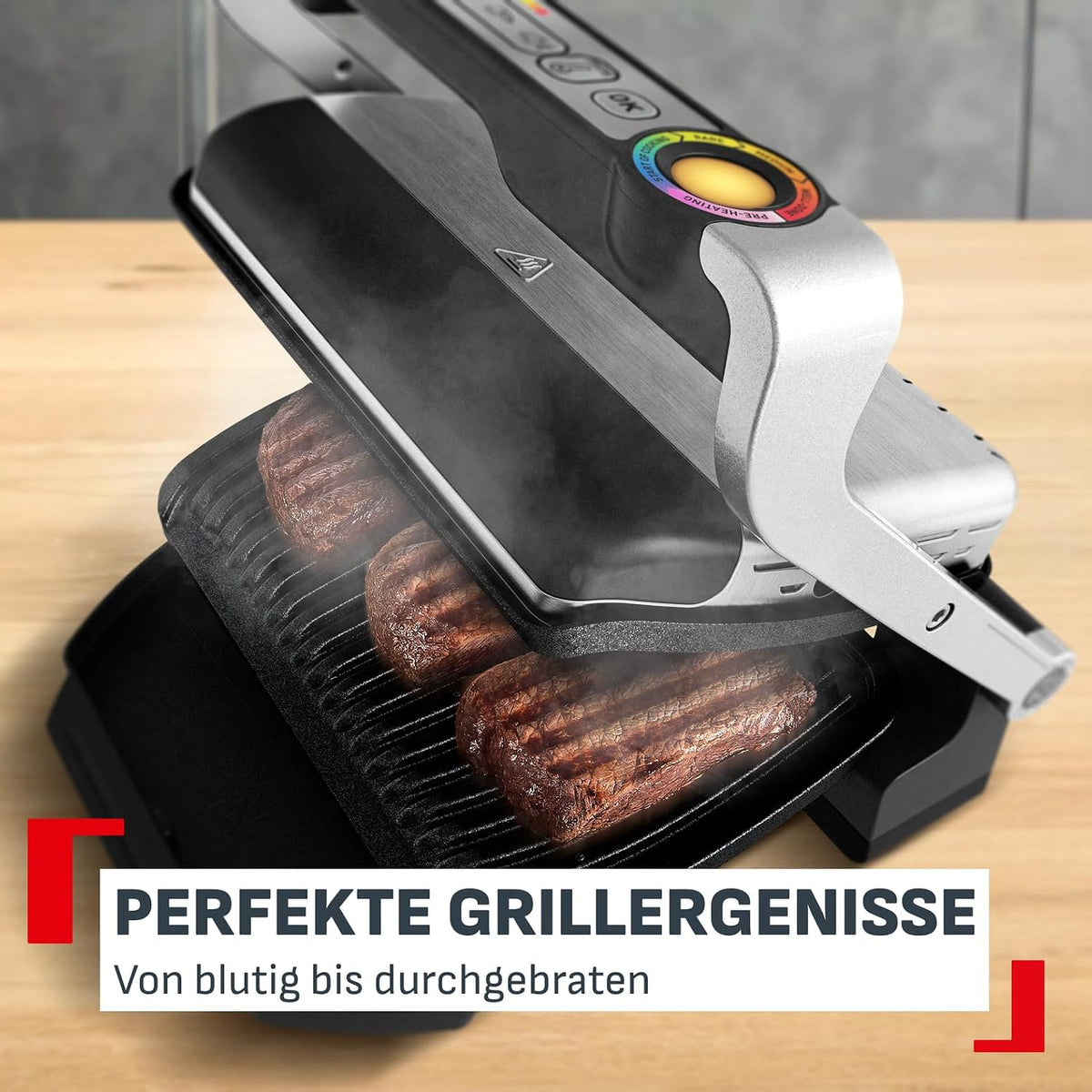 Tefal OptiGrill+ GC712D – Kontaktgrill, 2000 W, 6 Automatikprogramme, Garstufenanzeige (Neu & OVP)