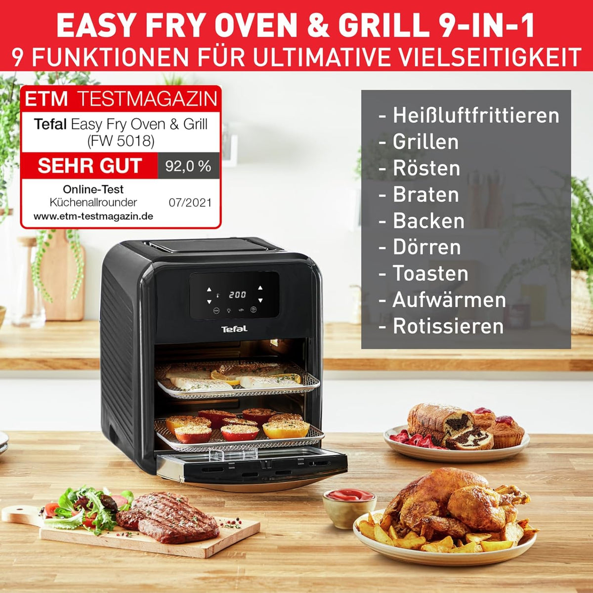Tefal Easy Fry Oven & Grill FW5018 – Heißluftfritteuse & Mini-Backofen 9-in-1, 11 L, 2000 W (Neu & OVP)